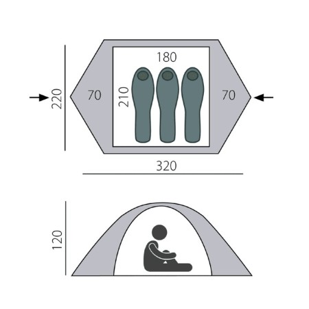 BTRACE ION 3 tent, two-layer, 3-seater, green color-2