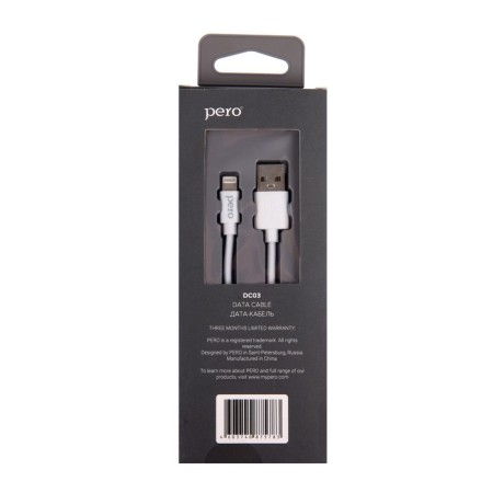 Кабель PERO DC-03 Lightning - USB, 2,4А, 2м, белый-4