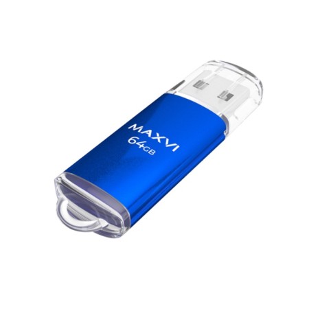 Флешка Maxvi MP, 64 Гб, USB2.0, чт до 25 Мб/с, зап до 15 Мб/с, синяя