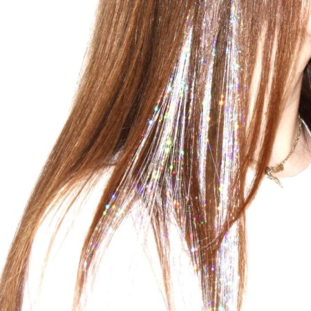 Hair threads, shiny, 90 cm, mix color-2