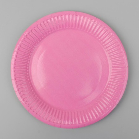 Plate disposable paper plain, pink color-1
