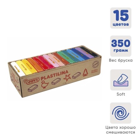 Plant -based plasticine, 15 colors, 350 g, jovi, maxi packaging (price for 1 pc.), For kids