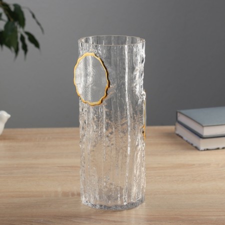 VAZA Glass "Milagros" texture of wood, 25x9.5 cm, transparent-2