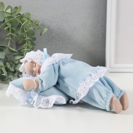 Musical Mechanical Doll "Sleeping on the pillow" Blue, moves 13.5x19.5x8 cm 104624-1