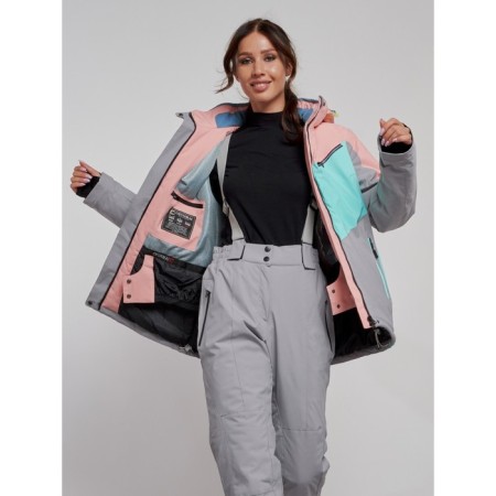 Ski jacket female winter, size 42, pink color-11