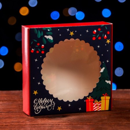 Gift box team with the window "New Year's abstraction", 11.5 x 11.5 x 3 cm-1