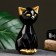 Pig a piggy bank "Geometric cat" Black-gold, 19cm