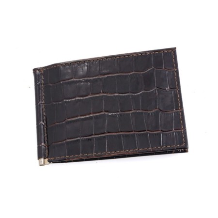 M-54 purse with a clamp, button, brown, dark, crocodile