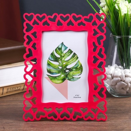 Photo frame plastic 10x15 cm "heart" raspberry 20.8x16 cm