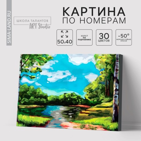 Picture on numbers on a canvas with a subframe of the “forest stream”, 40 x 50 cm