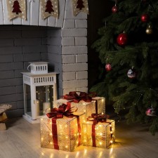 LED figure “Gifts with golden thread” 15, 20 cm, textiles, metal, AAX2 batteries (not in the kit), glow warm white
