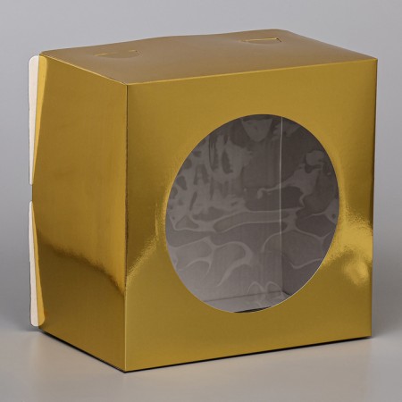 Confectionery packaging with a window, gold, 30 x 30 x 19 cm-2