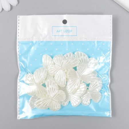 Decor for creativity Plastic "Pearl Butterflies" set 10 pcs 4.1x4.1 cm-3
