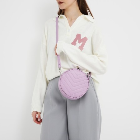 Bag Women's Round Artificial Leather, 18x18 cm, lilac color-7