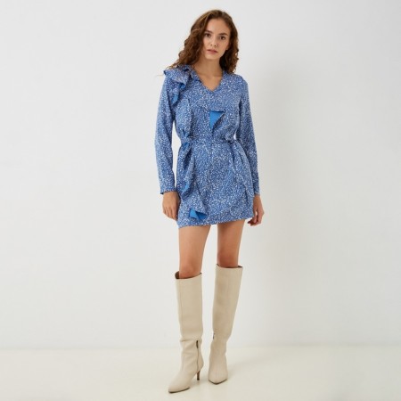 Women's dress with a shutherin mist, size 46, blue-1