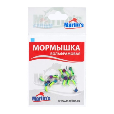 Mormyshka tungsten Marlin’s nails, 2 mm, 0.4 g, green, yellow + gasoline, 10 pcs-1