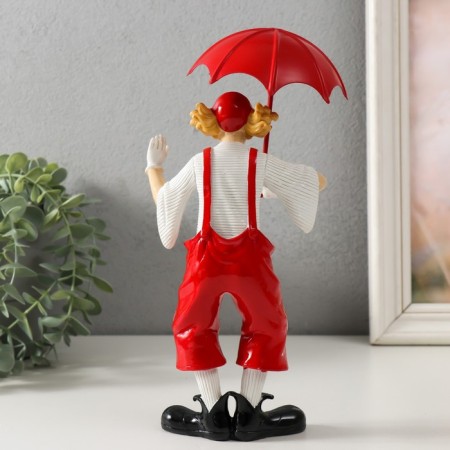 Polystone souvenir "Clown with red umbrella" white-red 11.5x9x24 cm-2