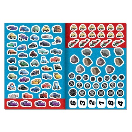 Set “Learning letters and numbers”: 2 books-rallys + reusable stickers + 2 markers, cars-4
