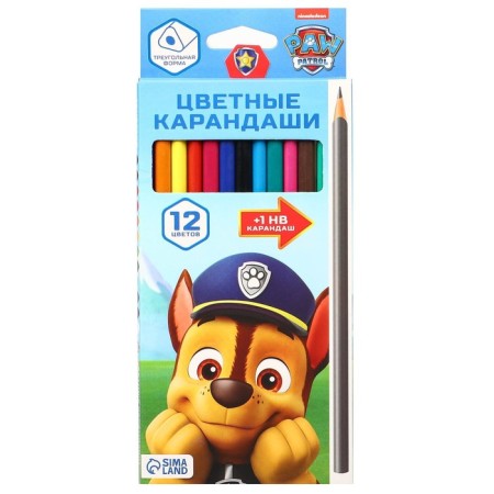 Colored pencils, 12 colors, trihedral, puppy patrol-6