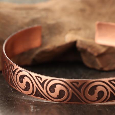 Bracelet "coil tangle", plate, narrow, copper-1