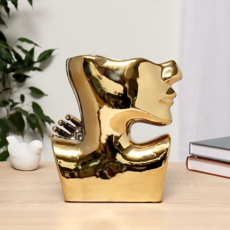 Vase Ceramics "Sophisticated Profile" 15x8x21 cm, gold-1