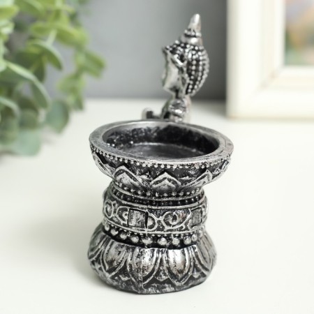Souvenir Polystone SPRAGE "Buddha in silver robes" MIX 9.5x8.5x5.3 cm-4