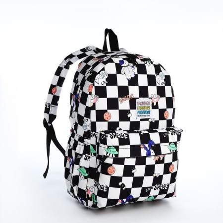 School backpack from textiles on lightning, 3 pockets, black color-2