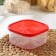 Container square shade, food, 700 ml, red color
