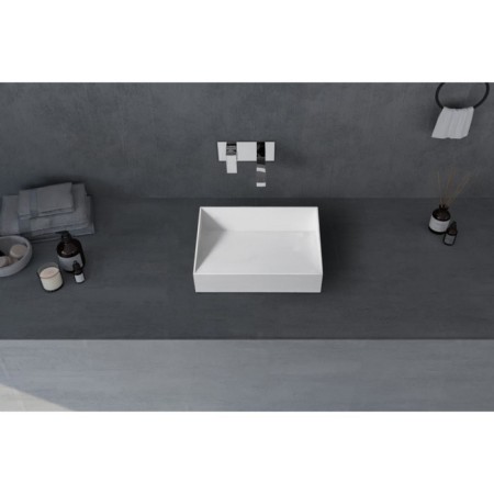 ABBER STEIN AS2623 sink, invoice, 600x350x120 mm, artificial stone, white-1