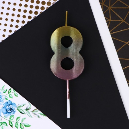 Candle for the cake, number "8", 10 x 3.5 cm.