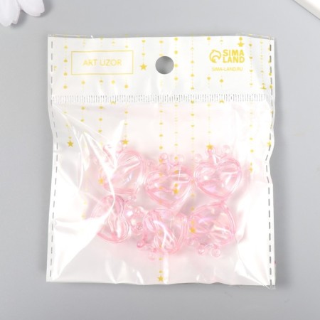 Busina for creativity plastic "heart with a pink crown" 2.1x1.4x2.5 cm-3