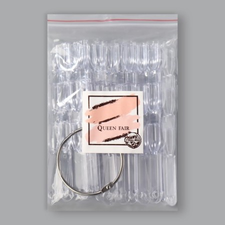 Palette for varnishes on the ring, square shape, 50 pcs 3 nails, transparent color-7