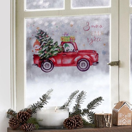 Stickers for glass "Winter - Miracles time", reusable, 20 x 34 cm, New Year-2