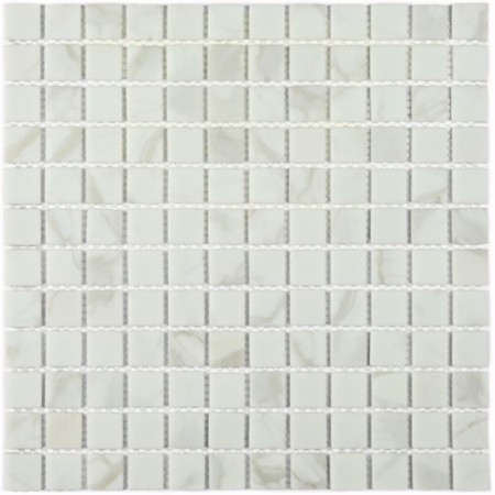 Glass mosaic Bonaparte Mia White (Matt), 300x300x4 mm