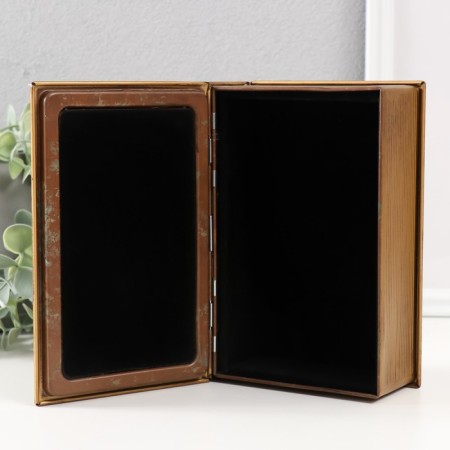 Broke-Kniga metal, leatherette "Butterfly and roses" with a mirror 17x12x5 cm-3