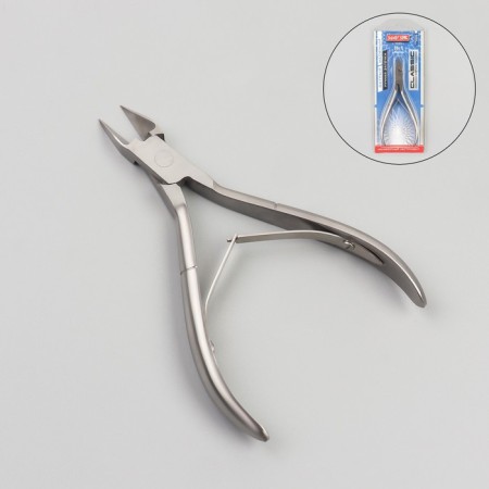 Pigitan nippers, straight blade, double spring, 11.5 cm, blade length - 14 mm, on the blister, silver color, AT -1207