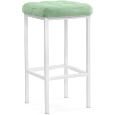Stool Bar loft Metal/velor, white/green 35x35x65 cm