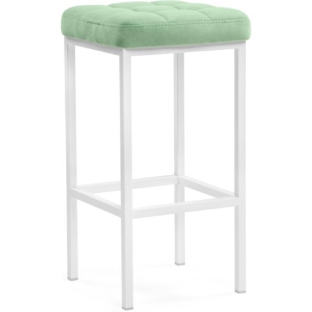 Stool Bar loft Metal/velor, white/green 35x35x65 cm