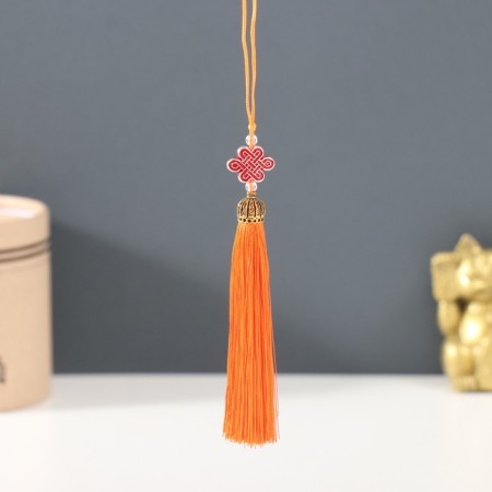 Suspension textiles, plastic "Knot of happiness and infinity" Orange 0.7x1x9.5 cm