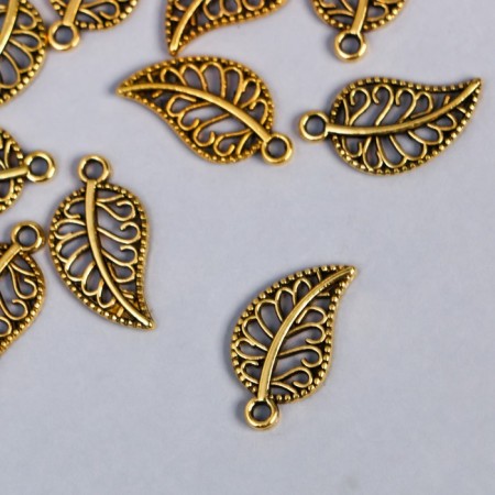 Decor Metal for creativity "Golden openwork leaf" set of 16 pcs 1.8x1 cm-2