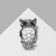 Owl brooch, green-white color in silver