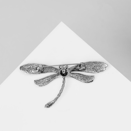 Brooch "Dragonfly" shell, colored in black silver-2