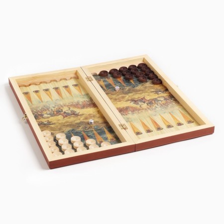 Board game 3 in 1 "Borodino": chess, checkers, backgammon, board wood 50 x 50 cm-2