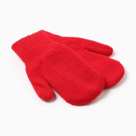 Double children's mittens, red color, rr 10