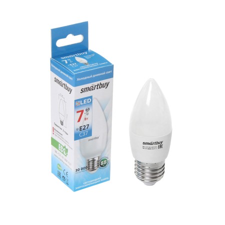 Smartbuy, E27, C37, 7 W, 6000 K, Cold White Light lamp