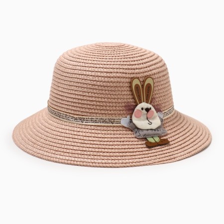 Hat for the girl Minaku "Bunny", pink color, rn 52-4