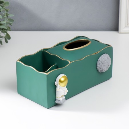 Stand+napkin Polystone "Cosmonaut" dark green 9.5x12x24 cm-2