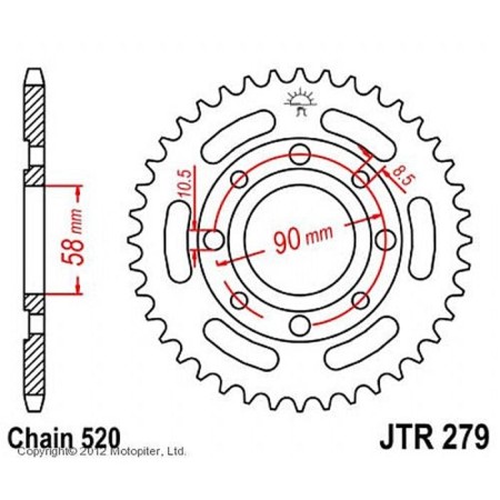 The rear star for the motorcycle steel JTR279, chain 520, 32 teeth