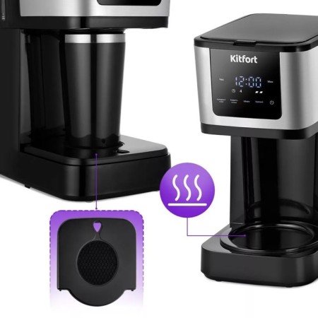 Coffee machine KitFort KT-7217, capsule, 900 watts, 1.25 l, black-silver-6