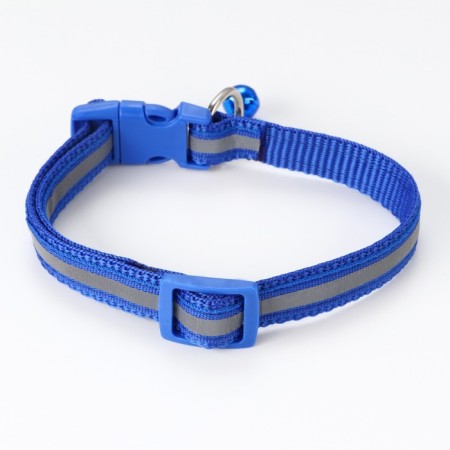 The collar is two -layer with fastx and a reflective strip, 30 x1.5 cm, blue-1